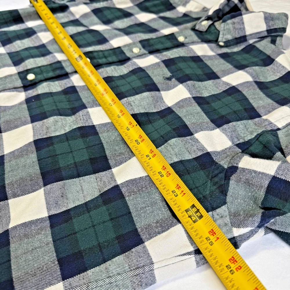 Vintage‎ Ralph Lauren Blake Shirt Green Blue Tartan Plaid Flannel Men's Size L